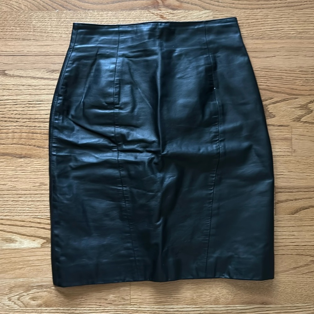 Byrnes & Baker Black Leather Skirt